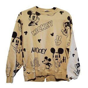 Disney Mickey Mouse Print Sweatshirt Beige Zara Kids Size 13-14 Artsy Preppy